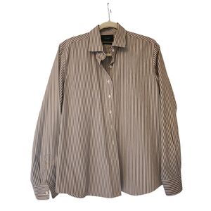 Faconnable Brown Striped Dress Shirt